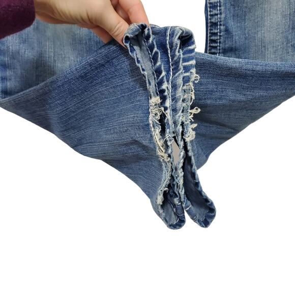 Request Jeans | Distressed Worked-In Flap Back Pocket Relaxed Straight Leg Jeans - Picture 5 of 11